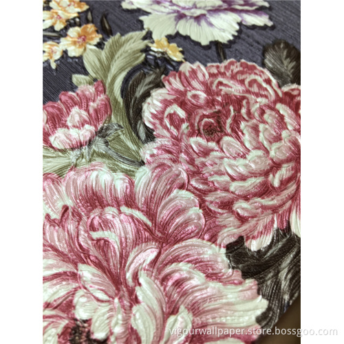 PVC Vinyl tapet Bedroom Flower Design Wall Covering